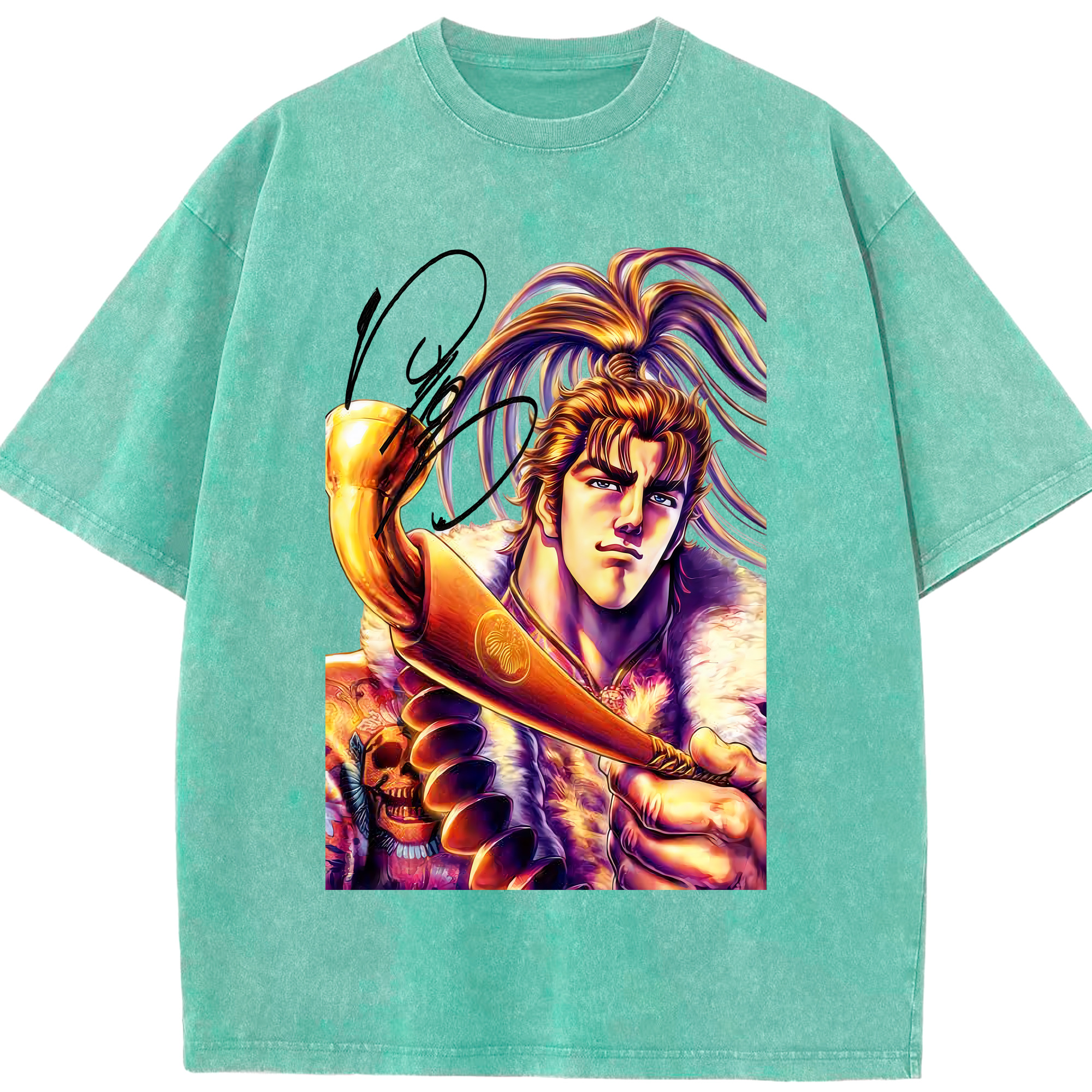 （画像用） 北斗の拳 Fist of the North Star 綿100% ヴィンテージ風 半袖Tシャツ（フロントプリント）
